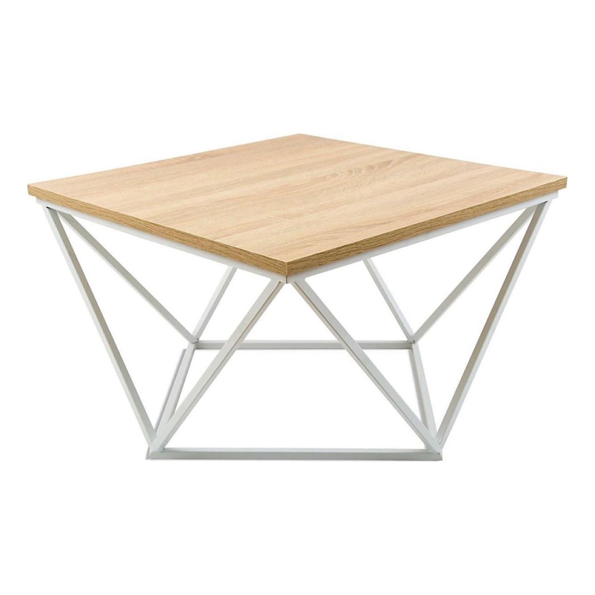 Kafijas galdiņš CURVED 60x60 cm balta/bēša