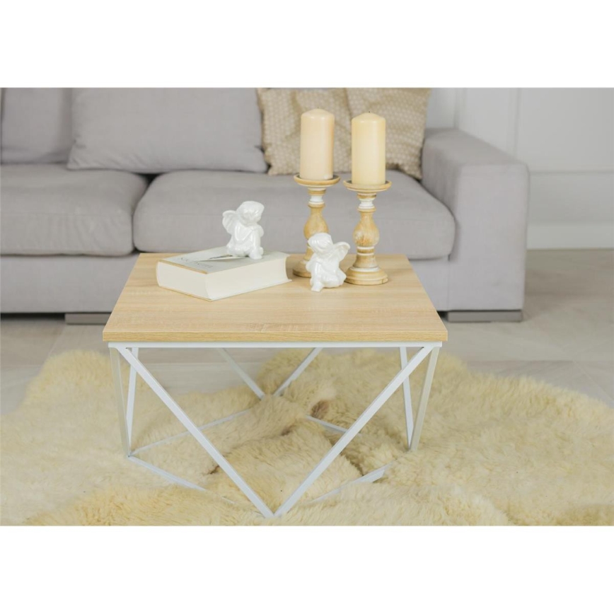 Kafijas galdiņš CURVED 60x60 cm balta/bēša