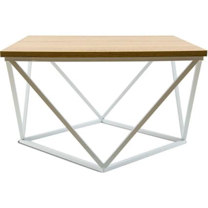 Kafijas galdiņš CURVED 60x60 cm balta/bēša