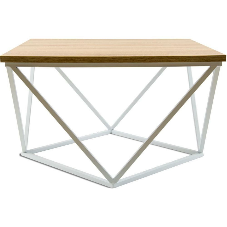 Kafijas galdiņš CURVED 60x60 cm balta/bēša