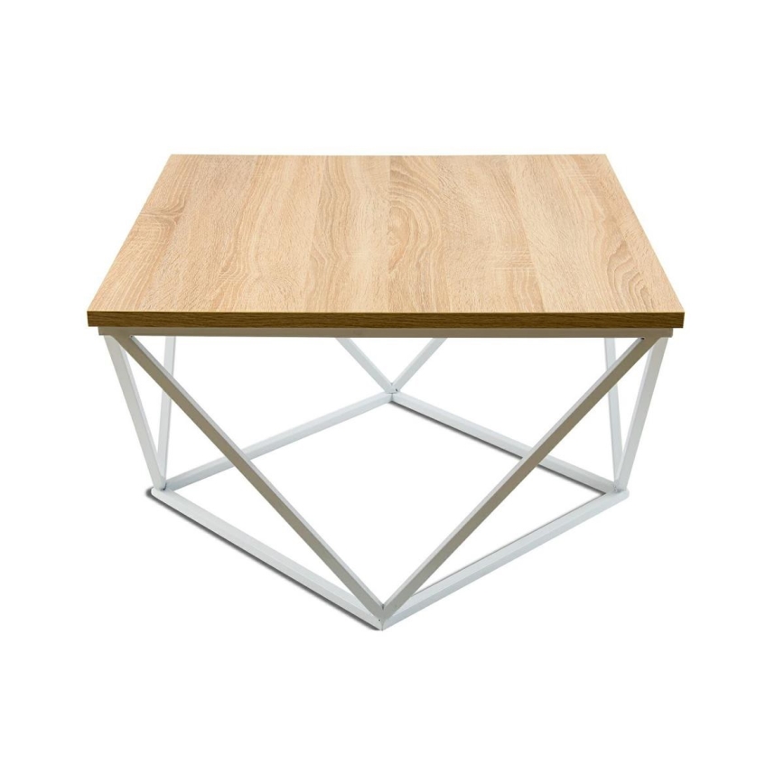 Kafijas galdiņš CURVED 60x60 cm balta/bēša
