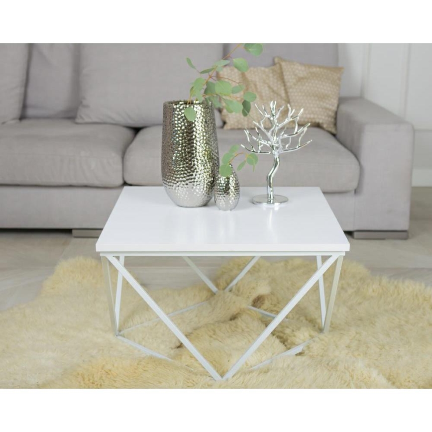 Kafijas galdiņš CURVED 60x60 cm balta