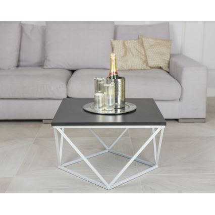 Kafijas galdiņš CURVED 60x60 cm balta/melna