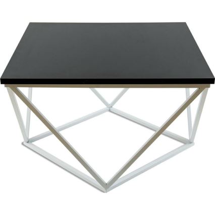 Kafijas galdiņš CURVED 60x60 cm balta/melna