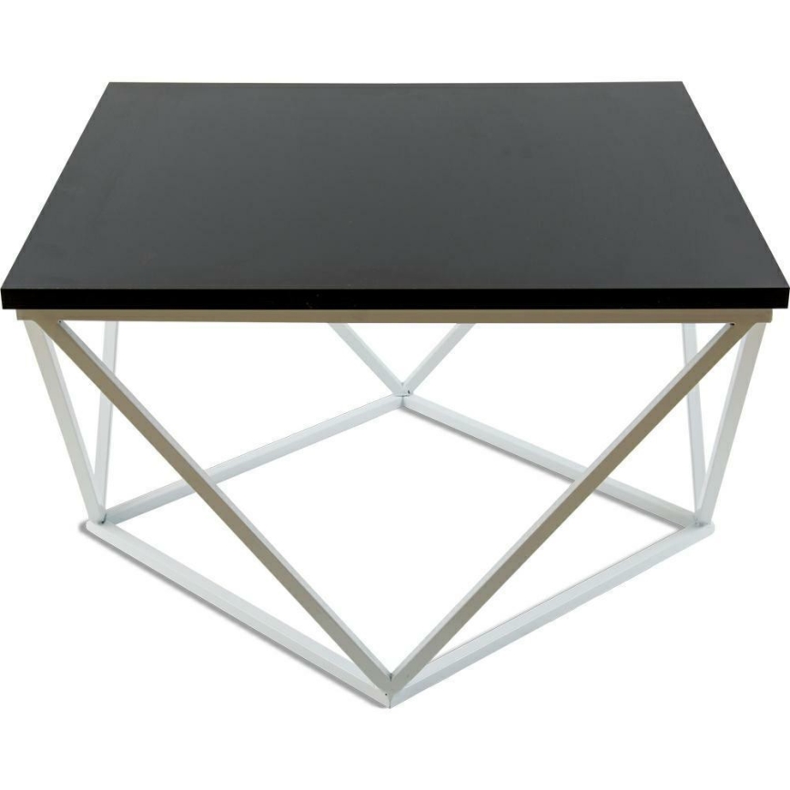 Kafijas galdiņš CURVED 60x60 cm balta/melna