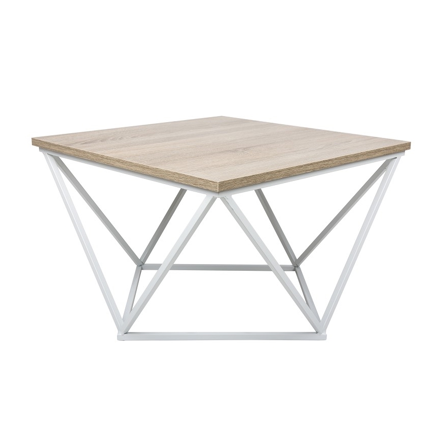 Kafijas galdiņš CURVED 62x62 cm balts/brūns