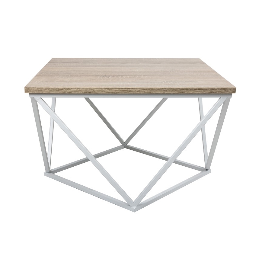 Kafijas galdiņš CURVED 62x62 cm balts/brūns
