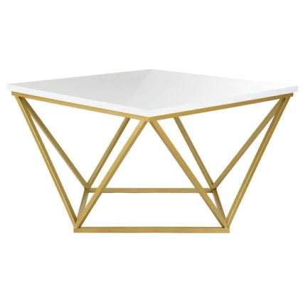 Kafijas galdiņš CURVED 62x62 cm misiņa/balta