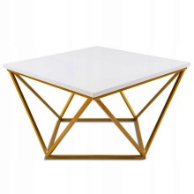 Kafijas galdiņš CURVED 62x62 cm zelta/balts