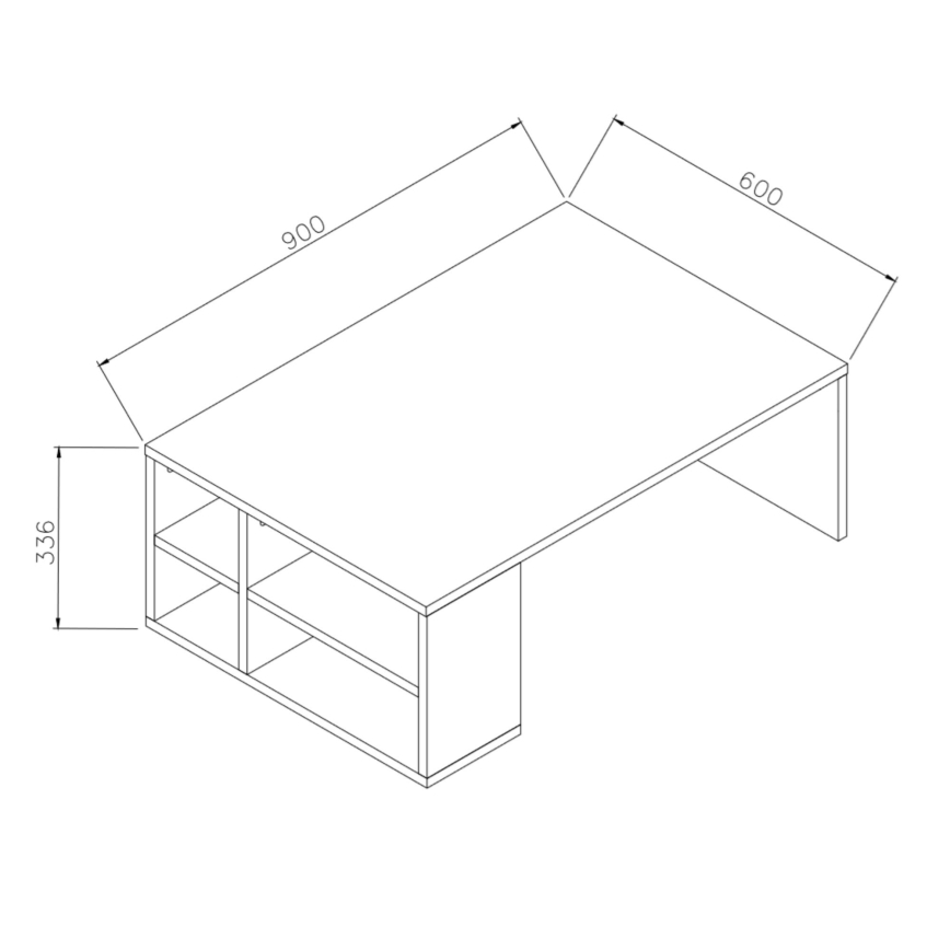 Kafijas galdiņš DEFNE 34x90 cm balts/brūns