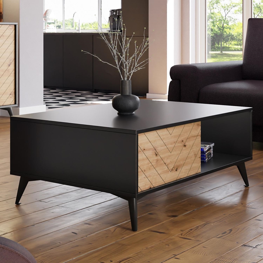 Kafijas galdiņš DIAMOND 40x104 cm melna/ozols evoke
