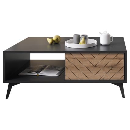 Kafijas galdiņš DIAMOND 40x104 cm melna/ozols evoke