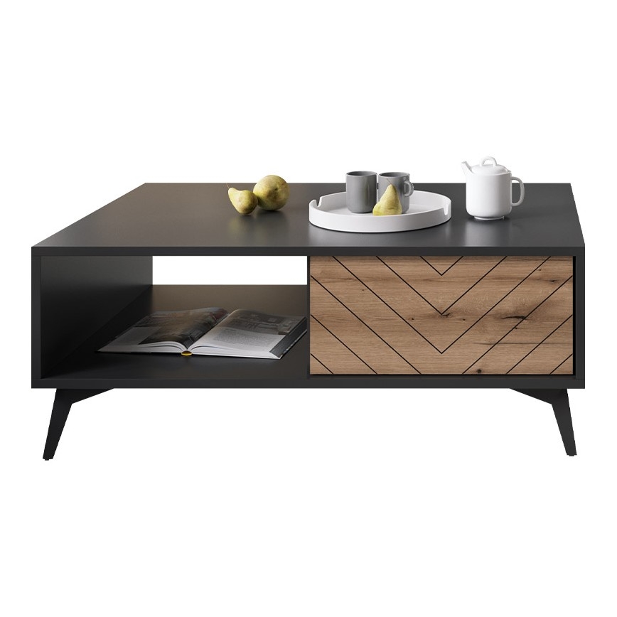 Kafijas galdiņš DIAMOND 40x104 cm melna/ozols evoke