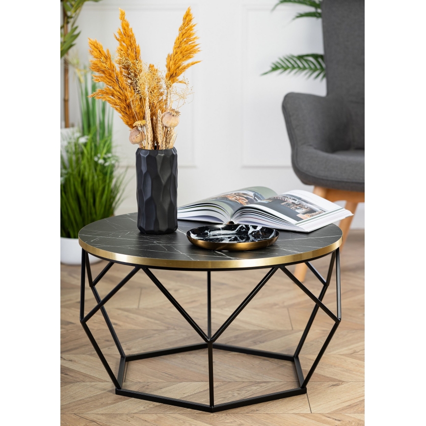 Kafijas galdiņš DIAMOND 40x70 cm melna/zelta