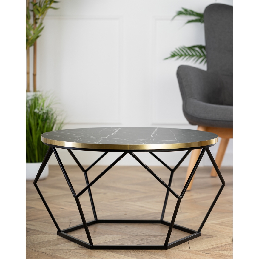 Kafijas galdiņš DIAMOND 40x70 cm melna/zelta