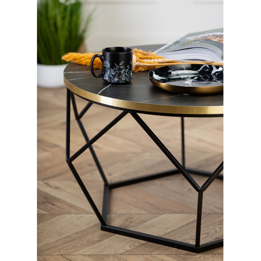 Kafijas galdiņš DIAMOND 40x70 cm melna/zelta