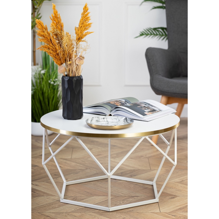 Kafijas galdiņš DIAMOND 40x70 cm zelta/balta