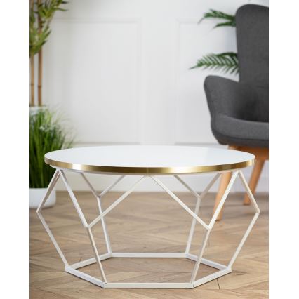 Kafijas galdiņš DIAMOND 40x70 cm zelta/balta