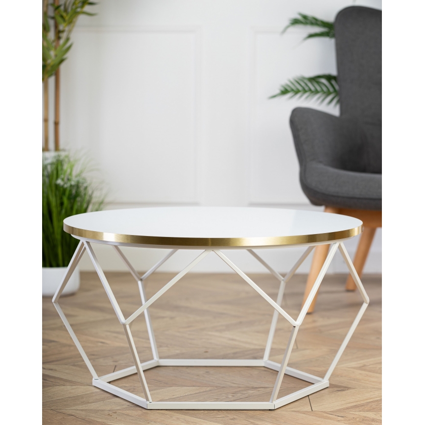 Kafijas galdiņš DIAMOND 40x70 cm zelta/balta
