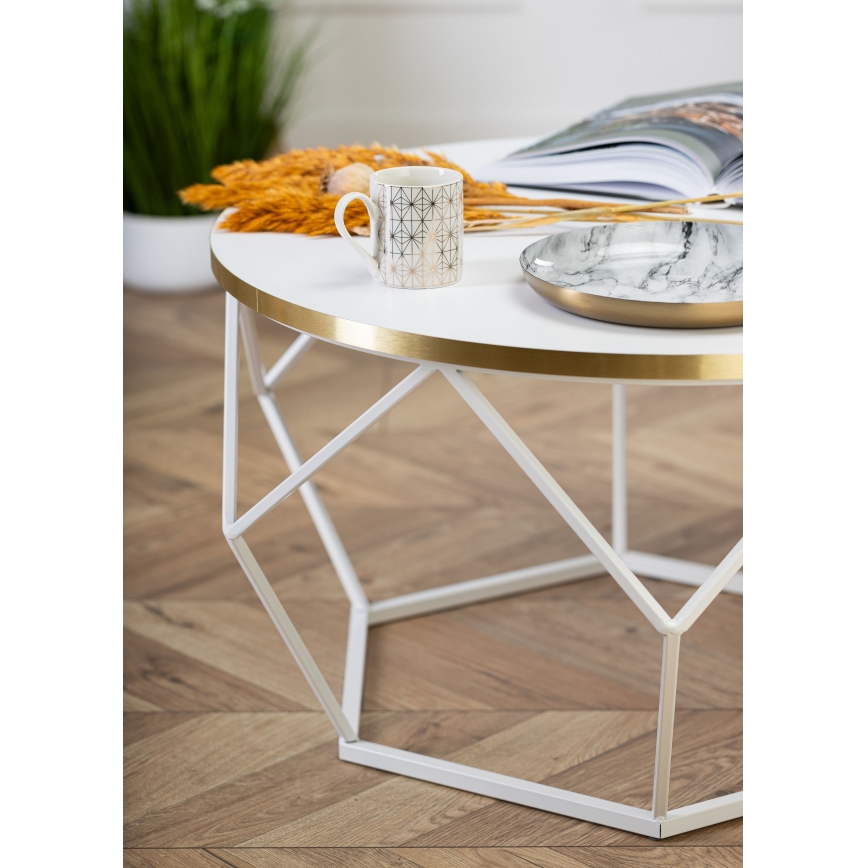 Kafijas galdiņš DIAMOND 40x70 cm zelta/balta