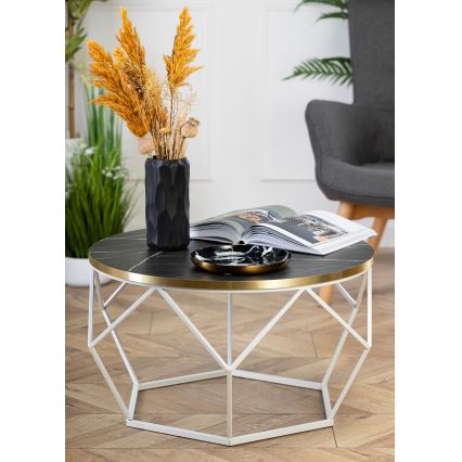 Kafijas galdiņš DIAMOND 40x70 cm zelta/melna/balta