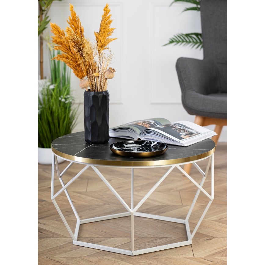 Kafijas galdiņš DIAMOND 40x70 cm zelta/melna/balta