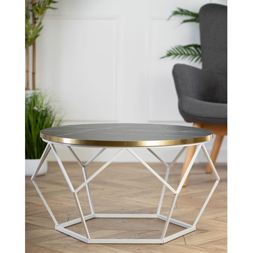 Kafijas galdiņš DIAMOND 40x70 cm zelta/melna/balta