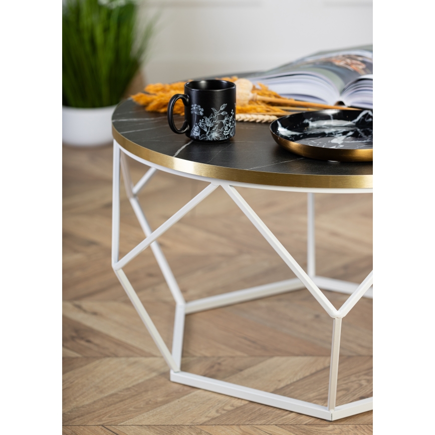 Kafijas galdiņš DIAMOND 40x70 cm zelta/melna/balta