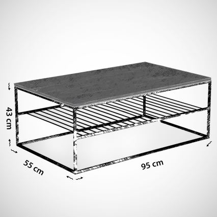 Kafijas galdiņš ETNA 43x95 cm balts/melns