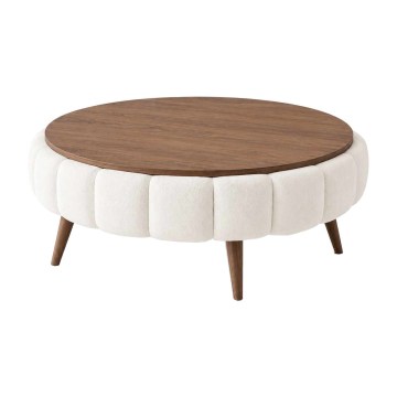 Kafijas galdiņš FELPO diam. 100 cm balts/riekstkoks