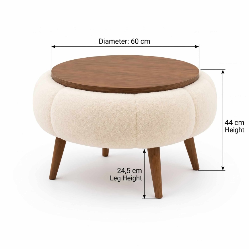 Kafijas galdiņš FELPO Ø 45 cm bēšs/rieksts