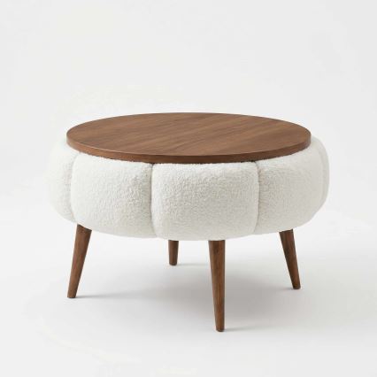 Kafijas galdiņš FELPO Ø 45 cm krēmkrāsa/valrieksts