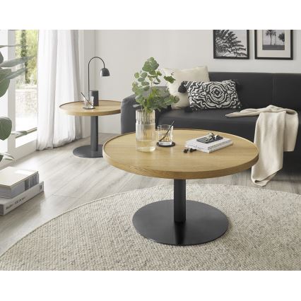 Kafijas galdiņš FOCUS Ø 60 cm ozols/melns