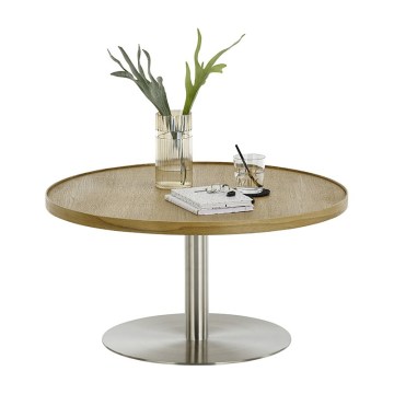 Kafijas galdiņš FOCUS Ø 80 cm, ozols/nerūsējošais tērauds
