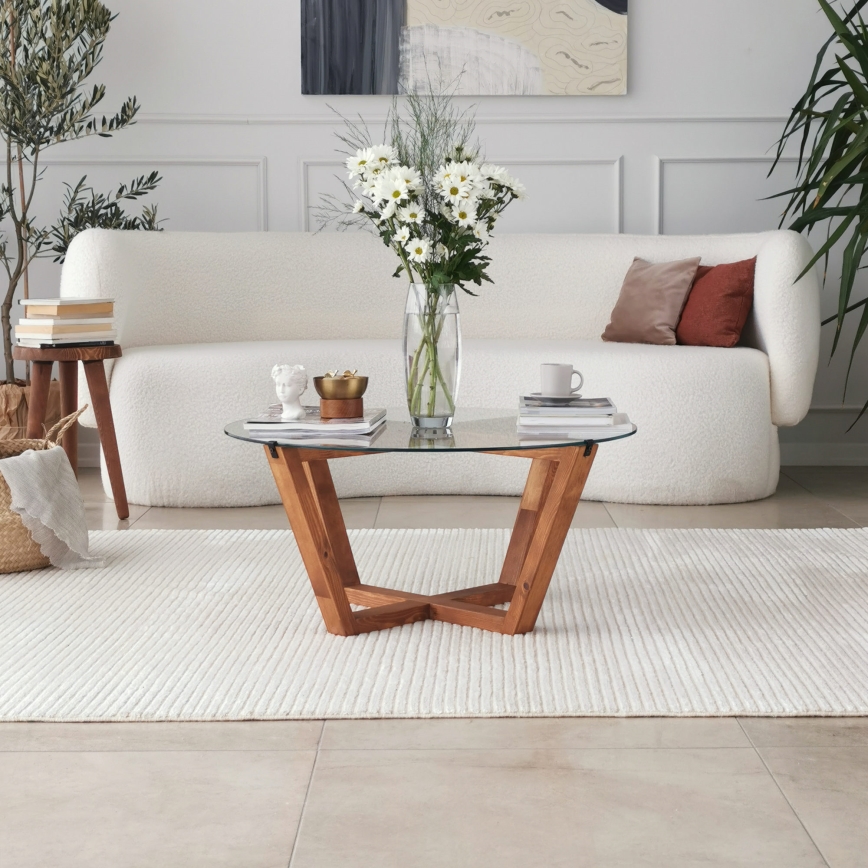 Kafijas galdiņš LOTUS 35x75 cm brūna/caurspīdīga