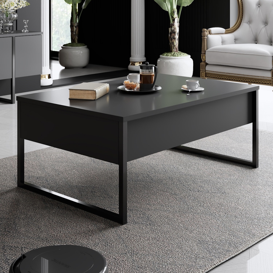 Kafijas galdiņš LUXE 40x90 cm antracīta/melna