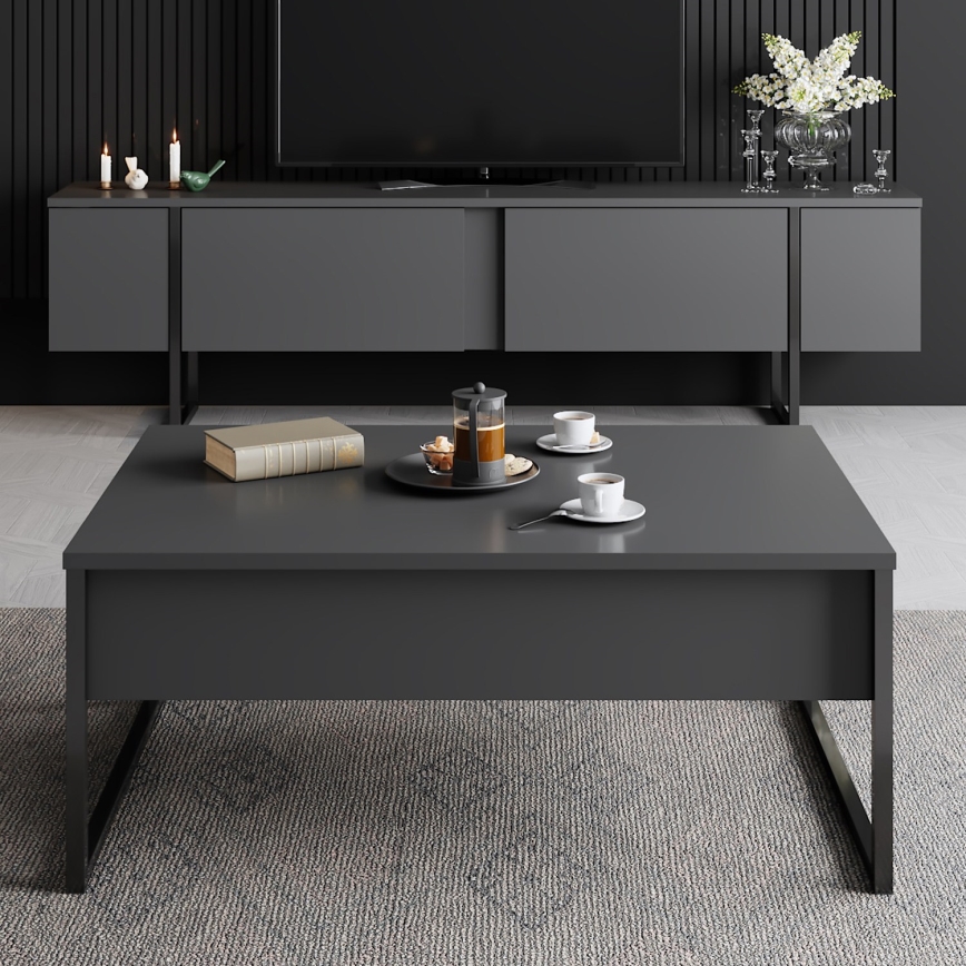 Kafijas galdiņš LUXE 40x90 cm antracīta/melna