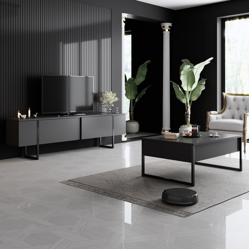 Kafijas galdiņš LUXE 40x90 cm antracīta/melna
