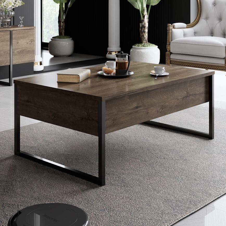 Kafijas galdiņš LUXE 40x90 cm rieksts/melna
