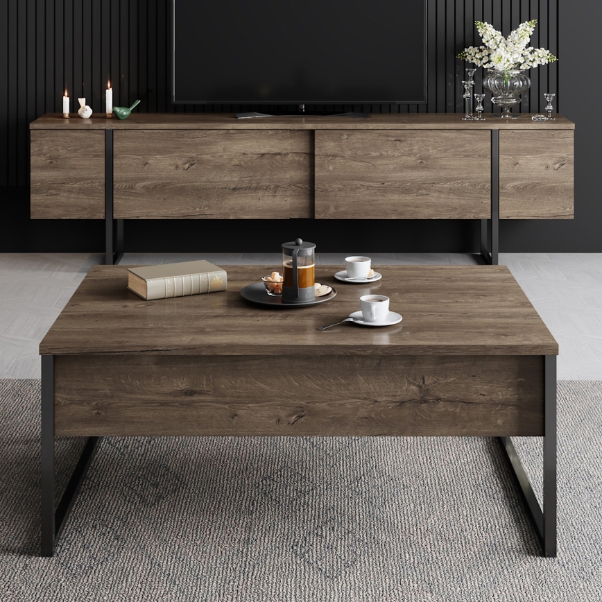 Kafijas galdiņš LUXE 40x90 cm rieksts/melna