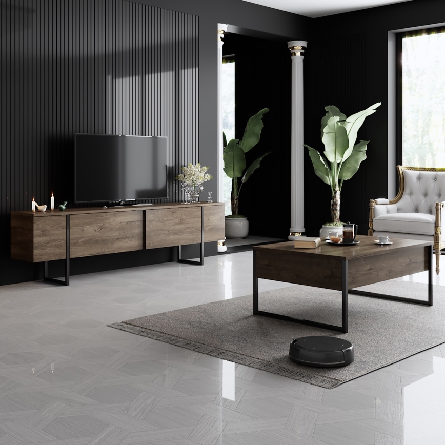 Kafijas galdiņš LUXE 40x90 cm rieksts/melna