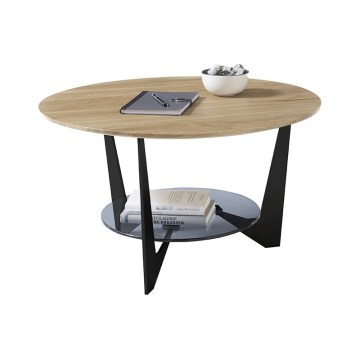 Kafijas galdiņš MARMO Ø 70 cm, ozols/melns