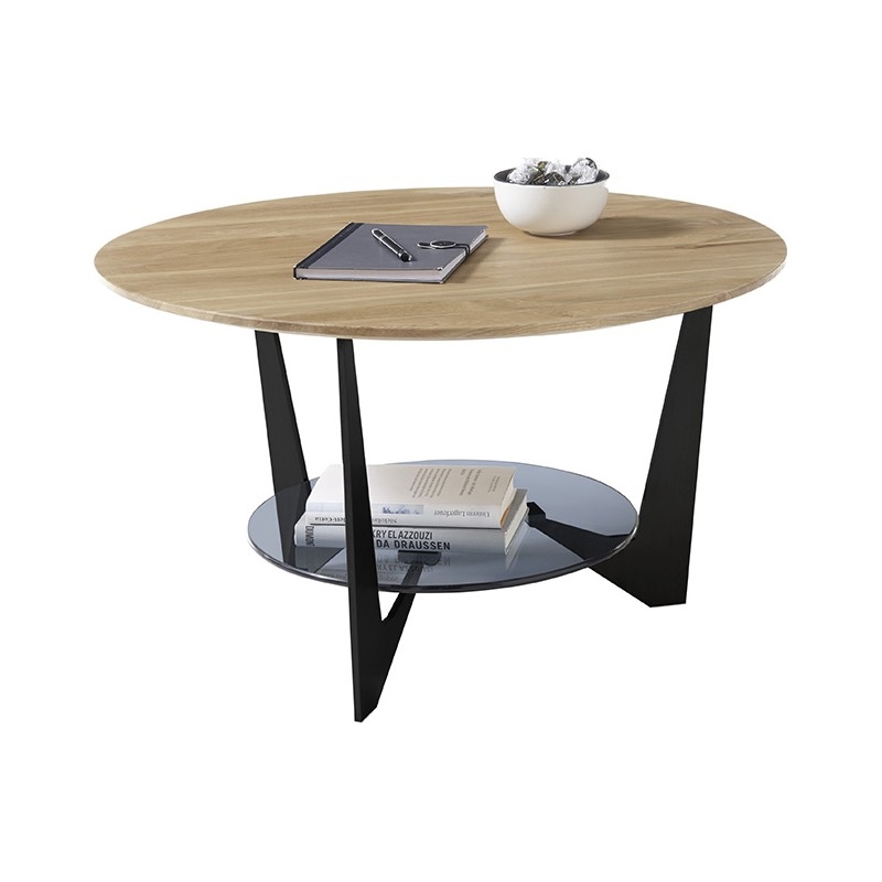 Kafijas galdiņš MARMO Ø 70 cm, ozols/melns