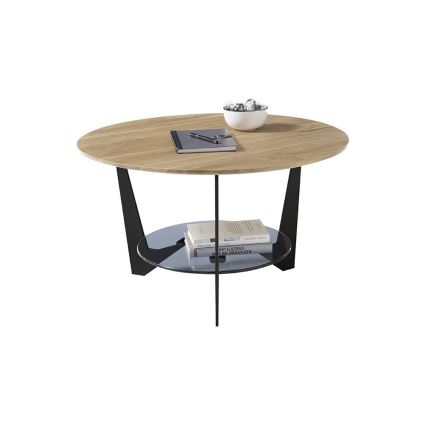 Kafijas galdiņš MARMO Ø 70 cm, ozols/melns