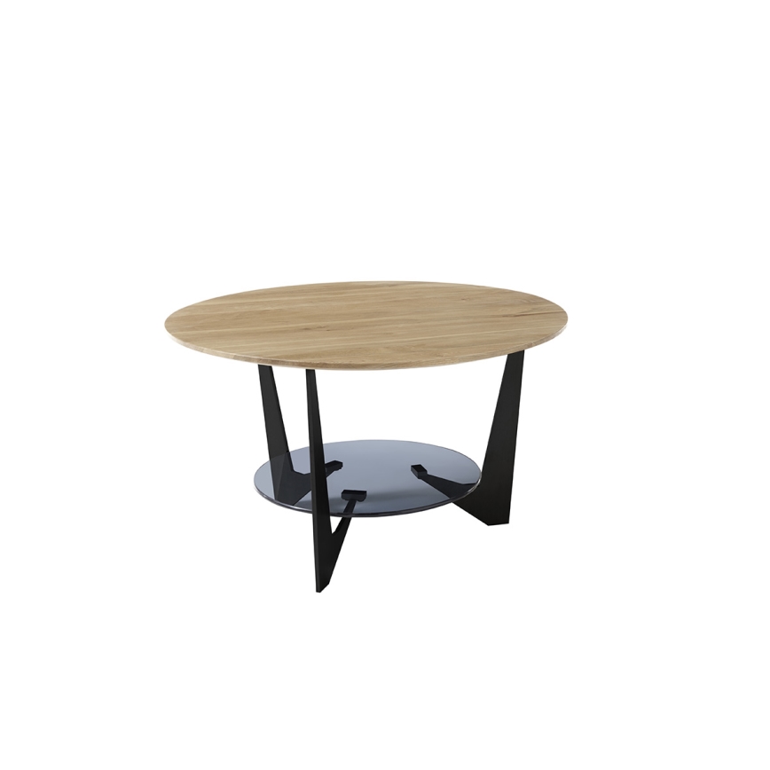 Kafijas galdiņš MARMO Ø 70 cm, ozols/melns