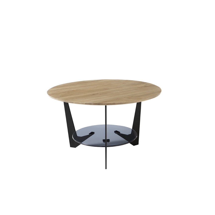 Kafijas galdiņš MARMO Ø 70 cm, ozols/melns