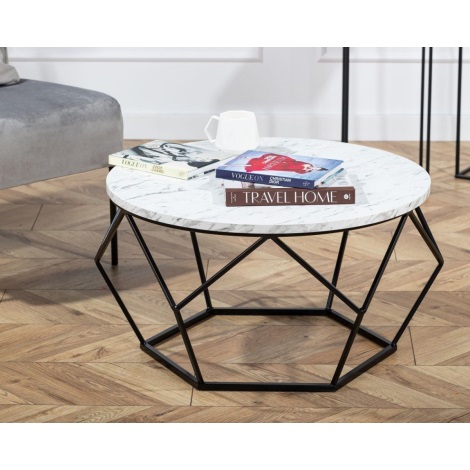 Kafijas galdiņš MARMUR 40x70 cm melns/balts