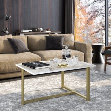 Kafijas galdiņš MERIDETHS 45x92 cm zelta/balts