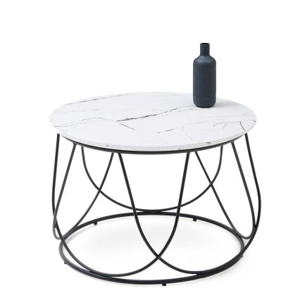 Kafijas galdiņš NUBIRA 41x60 cm melna/marmora dekors