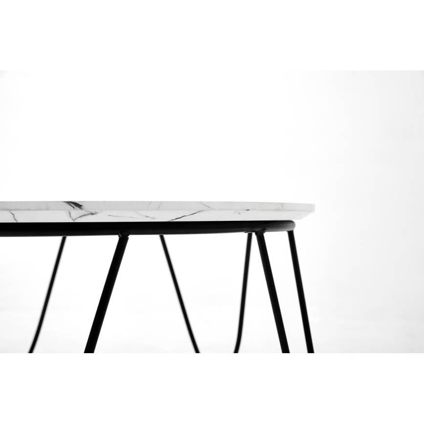 Kafijas galdiņš NUBIRA 41x60 cm melna/marmora dekors